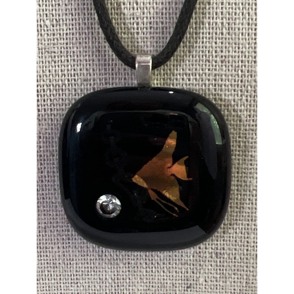 Gold Fish Glass Dichroic Pendant -- 18"